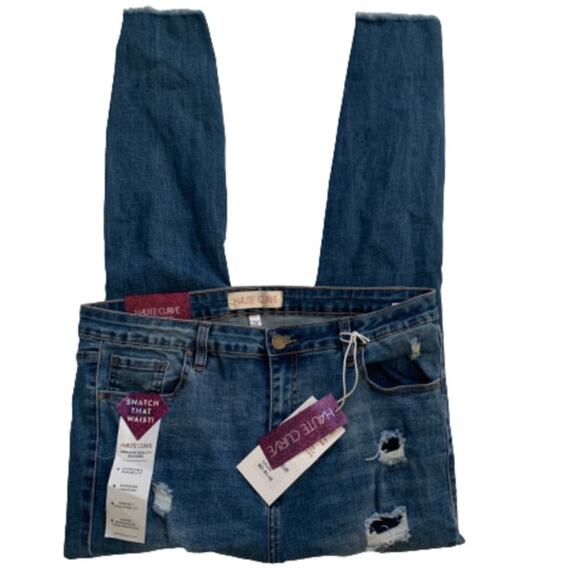 Haute Curve Jeans Medium Wash Distressed High Rise Skinny Ankle Size 18 NEW - Picture 12 of 12